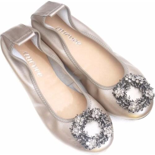 Newest Brand Designer Genuine leather Wedge Ballet Flats Casual Women Flats Shoes Diamond Shallow Mouth Single Shoes Female