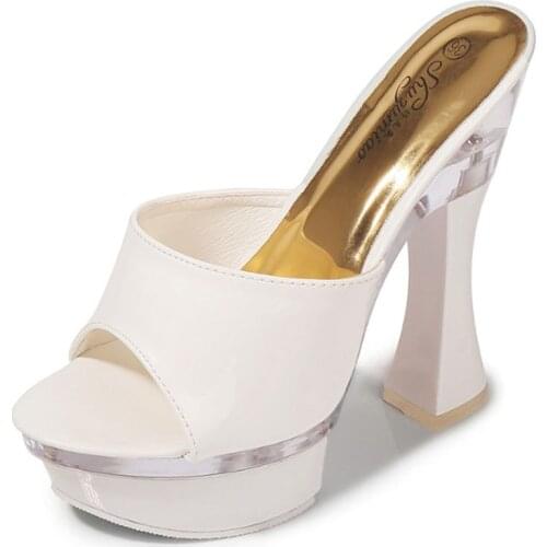 New Womens Slides Summer Sandals High Heels Pumps Shoes Size 40 41 42 43 qq008