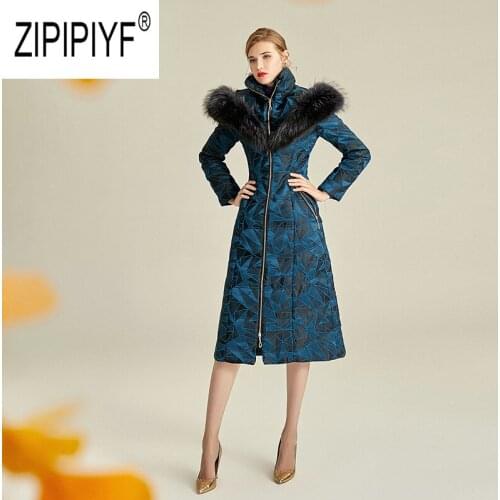 High Quality Fashion 2019 Winter Women Coats Hooded Neck Long Sleeve Floral Printing Embroidery Long Coats Casual Coats Z2955