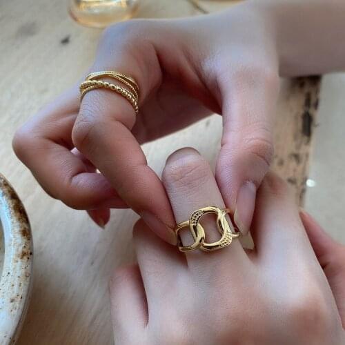 2020 New Silver Double Layer Knot Hollow Love Heart Simple Vintage Opening Adjustable Rings for Women