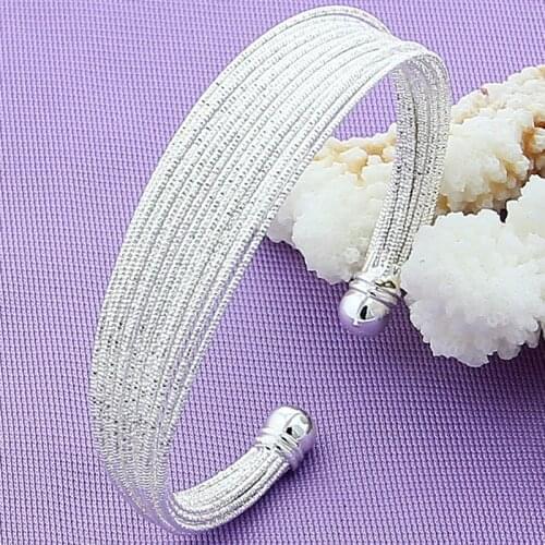 2019 New Arrival 925 Sterling Silver Multi-Line Round Open Bracelets & Bangles For Women Minimalist Lady Fashion Jewelry