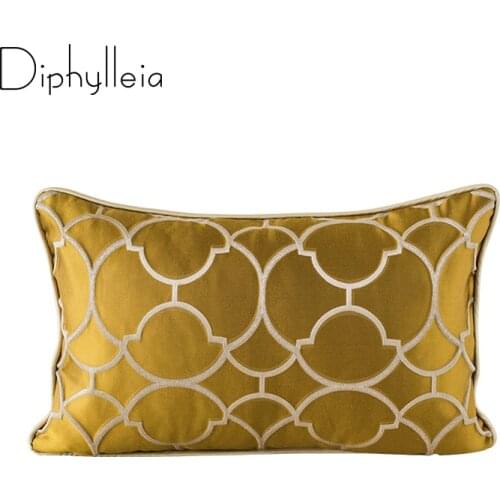 Diphylleia Gold Pillow Cases Luxury American Silk Geometry Jacquard Simple Modern Sofa Living Room Cushion Cover 50x30cm