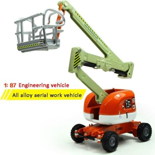 1:87 Alloy Engineering Car Model Climbing Aerial Work Truck Lifting Ladder Folding Manned Platform Model Childrens Gifts