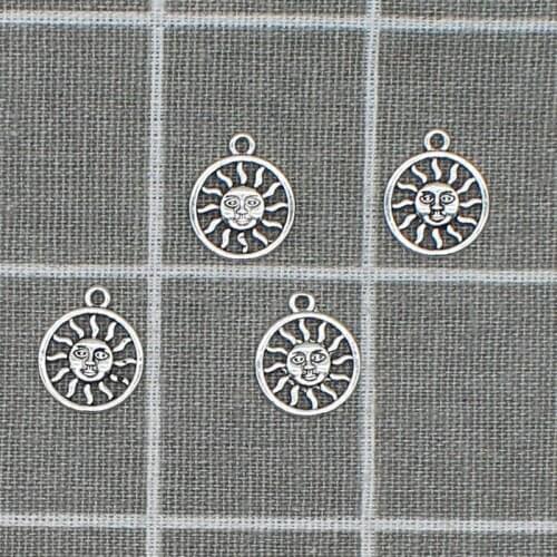 10pcs 16mm Ancient Silver Color Sun Charms Connection Pendant For Jewelry Making DIY Metal necklace Crafts X1817