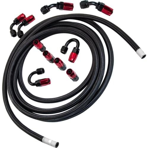 16.4FT AN-6 Stainless Steel Braided Fuel/Oil/Gas Hose Line Fitting End Set/Kit