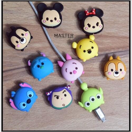 2Sets=20PCS 3.8cm Mitch Minnie Mouse Stitch mobile phone charging cable data cable protective cover anti break protection head