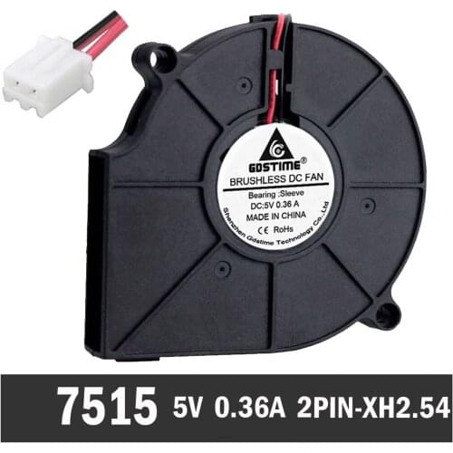 2Pcs Gdstime 75mm 7515S 5V 2PIN Small Brushless DC Cooling Centrifugal Blower Fan Fans