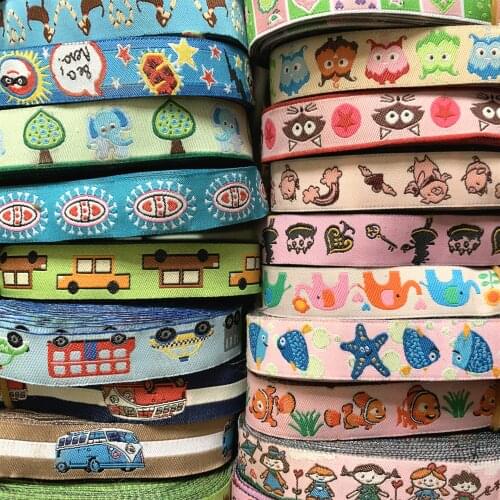 200 different Cartoon Ribbon wholesale 5/8" 16 mm 5yards Polyester Woven Jacquard Ribbon with Dachshund dog For Dog Collar