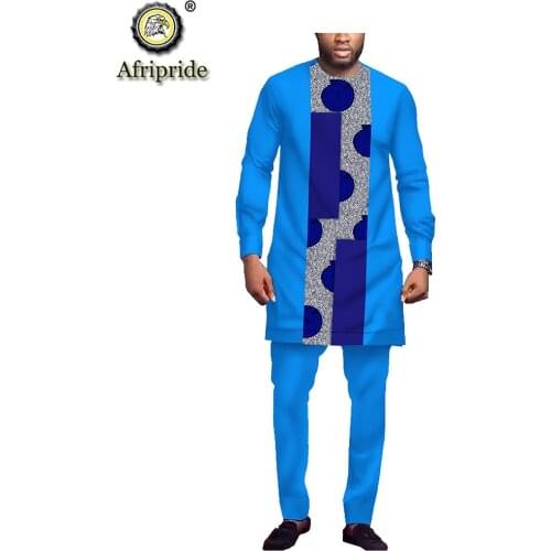 2019 African Men Traditional Clothing Set Dashiki Print Coats+ Ankara Pants Set Tracksuit Blouse Outwear AFRIPRIDE S1916038