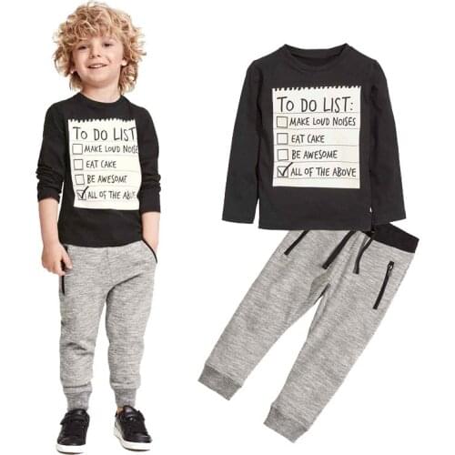 2021 New Spring Autumn Casual Kids Boys Clothing Sets Baby Boy Clothes Cotton Long T-shirt + Pants 2pcs Suits For 3-7T