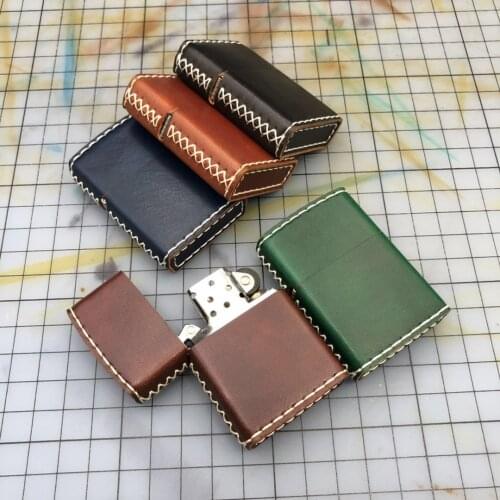 2021 NEW Windproof Cigarette Lighter 100% Cow Leather Bag Small Box Case For Kerosene lighters Super Match Leather Cover Box