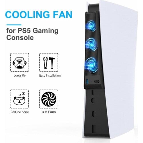Host Cooling 3 Fans Game Console Cooling Fan Active Heat Absorption for PS5 DE/UHD Version USB Interface For PS5 Console