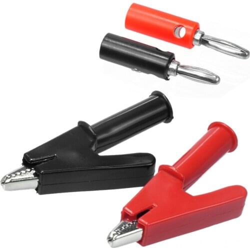 5/10 Pair Black+Red Alligator Clip Crocodile Adapter 4mm Banana Plug Probe Clip For Multimeter Pen Test Lead Cable Insulated