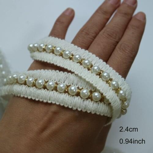 5yard rhinestone pearl lace trims for Clothes Handmade lace trimmings and ribbons DIY Sewing craft accessories
