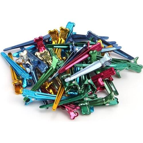 50pcs Colorful Metal Flat Hair Clips Salon Perm Fix Section Holding Tools DIY Alligator Barrettes Front Hair Styling Tools