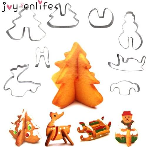 8pcs 3D Christmas Cookie Cutter Stainless Steel Cut Candy Biscuit Mold Cooking Tools DIY Christmas Decorations For Home New Year