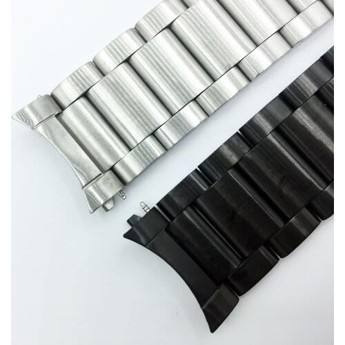 Stainless Steel Watch Band 22mm for Samsung Gear S3 Classic Frontier Watch Strap Wrist Belt Bracelet Black Silver+Notch Adapter