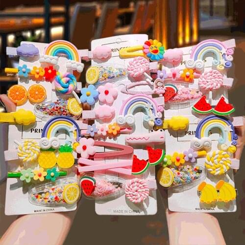 6Pcs/10pcs Lovely Kids Boby Pin Flower Fruit Patterns Hairpin Headdress Hair Clips Hair Accessories for Girls