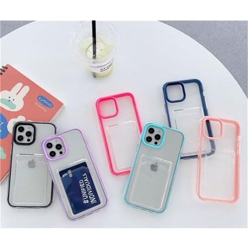 Card Bag Phone Case For iPhone 12 Pro Mini 11 Pro Max X XR XS Max 7 8 Plus SE 2020 Clear Shockproof Bumper Soft TPU Back Cover