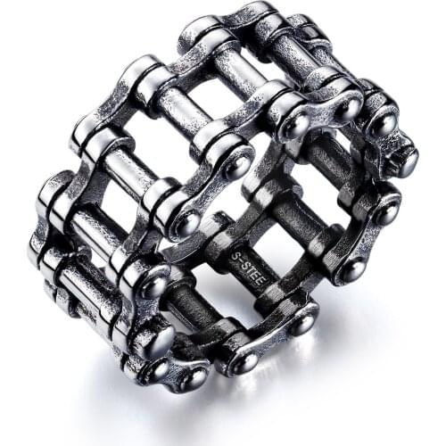Cyue Fashion Personality Retro Bicycle Chain Classic Stainless Steel Titanium Steel Ring Mens