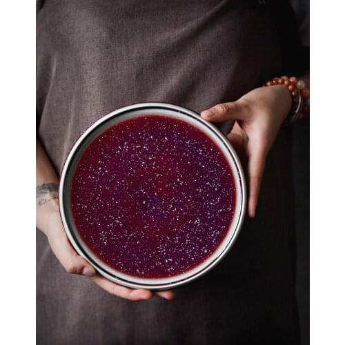 Jingdezhen manual star kiln dry tea tray says Japanese kung fu tea tray pot bearing pink glaze dry foam