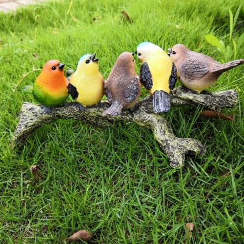 Home Garden Decoration Resin Colorful Bird Sculpture Crafts Outdoor Courtyard Simulation Animal Figurines Ornaments Villa Statue