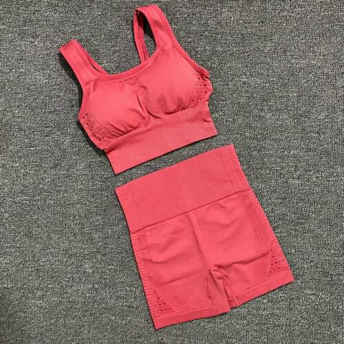 Energy Seamless Yoga Sets High Waist Gym Shorts+Women Back Cross Straps Sports Bra Fitness Clothing 2PCS Sport Suit Workout Set