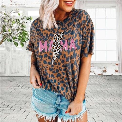 Women Harajuku Leopard Tshirts Panther Lightning Mama Print Summer Plus Size Tees Ladies Aesthetic Mothers Day Clothing Tops