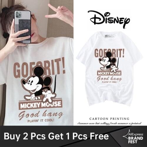 Disney Tees Shirts Harajuku Mickey Mouse Cartoon Short Sleeve Tshirts Hip Hop Casual Streetwear T-Shirts Cotton Loose Korea Tops