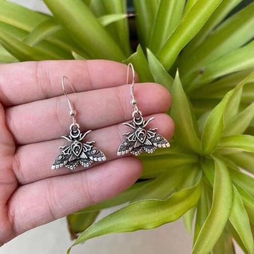 Halloween Death Head Skull Moth earring