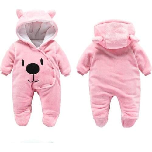 Newborn Infant Romper Baby Girls Clothes Flannel Baby Boy Clothes Spring Autumn Cartoon Animal Bear Ear Warm Romper Jumpsuit