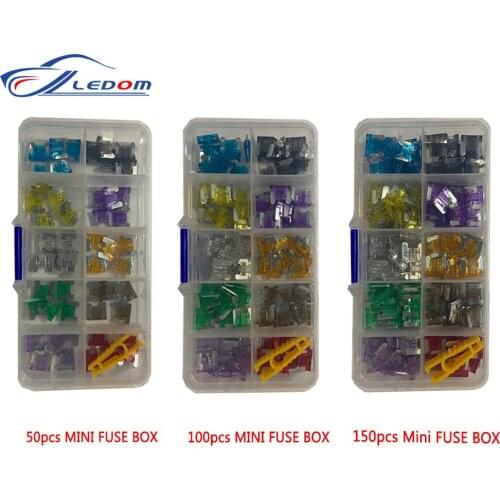 Combination car fuse 50/100/150PCS mini 32V 2.5-35A Assortment Automotive Blade Type Fuse with Box and Clip