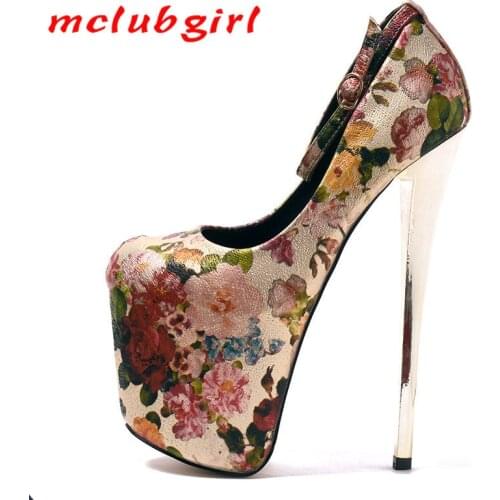 Mclubgirl Super High-heeled 20cm Hate High 9cm Waterproof Platform Retro National Wind Large Size Womens Shoes MJL