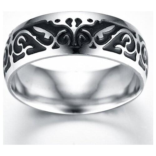 MOREDEAR 8mm Titanium V65 Vintage Decorative Pattern Ring Stainless Steel Rings For Women Wedding Rings Fine Jewelry