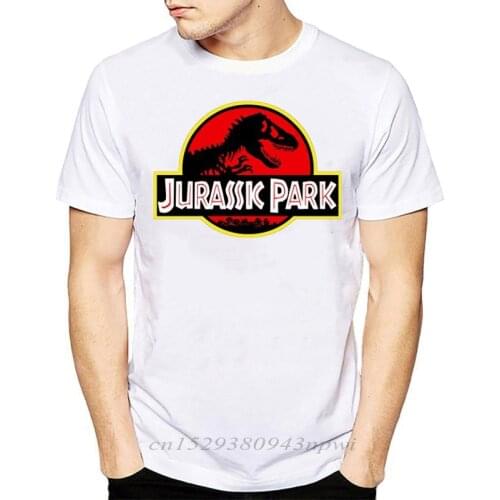 100% Cotton T Shirt Men JURASSIC PARK Print Funny Harajuku Tops Tees Hipster Graphic White Short Sleeve O-neck New 2021 T-shirts