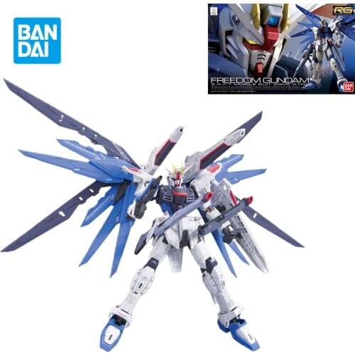 Bandai Gundam Model Kit Assemble Figure RG 1/144 ZGMF-X10A Freedom Gundam Anime Japanese Animation Action Dolls Childrens Toys