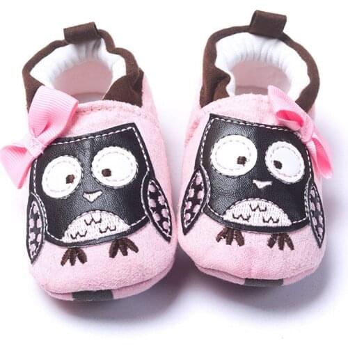Pink Owl Baby Girls Shoes Soft Sole Cotton Newborn Shoe Bebe First Walkers Prewalkers Moccasin socks