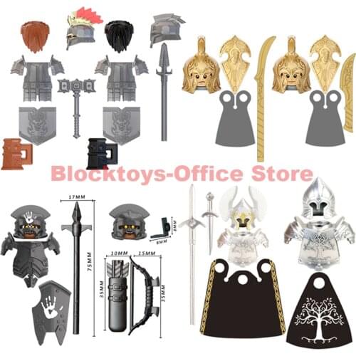 Single Sell Koruit Medieval Knights Uruk-hai Noldo Elves Gondor Warrior Dwarf Building Block Accessories Toys For Kid