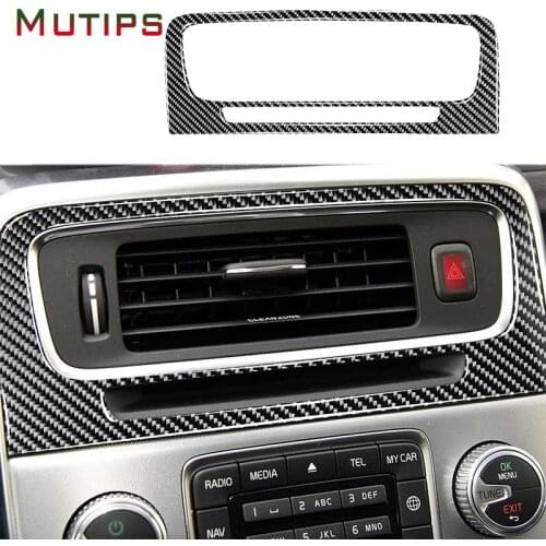 Car Air Conditioning Outlet Vent Panel Frame Trim Cover Carbon Fiber Sticker Accessories For Volvo V60 2010-2017 S60 2010-2018