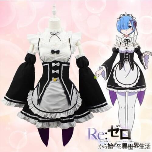 Re:Zero kara Hajimeru Isekai Seikatsu (Starting Life in Another World) Rem / Ram Cosplay clothes Costume Maid Servant Dress