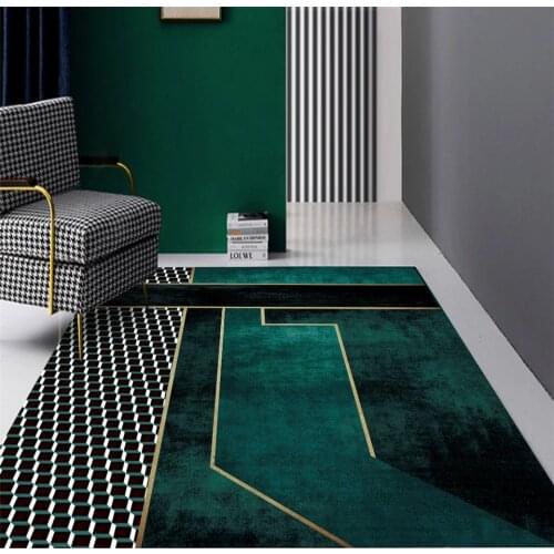 Nordic Luxury Turquoise Color Geometric Carpet Green Living Room Fashion Coffee Table Rug Sofa Carpet Floor Mat Kitchen Bedroom