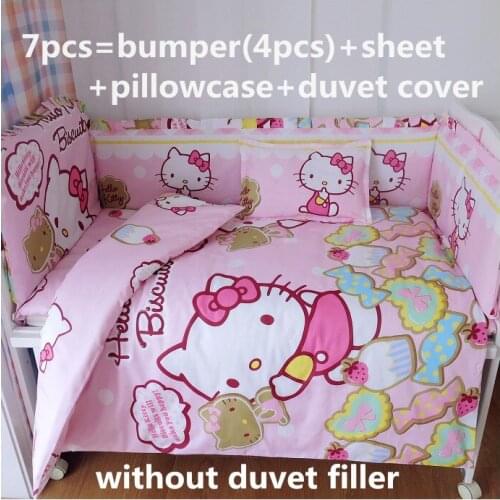 Discount! 6/7pcs Cartoon baby crib bedding sets 100% cotton bedclothes linen artoon cot bedding set,120*60/120*70cm