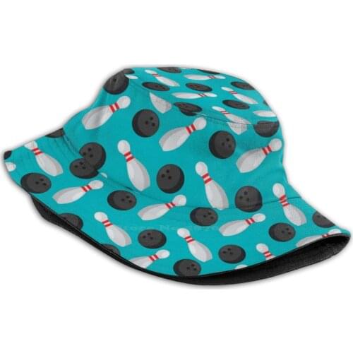 Bowling Pattern | Strike Spare Team League Korean Ladies Outdoor Sun Hat Bucket Cap Bowling Team Retro Bowling Ball Alley Bowl
