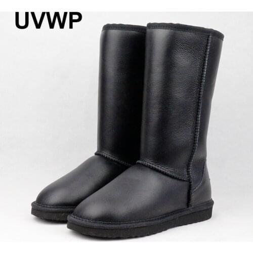 Top Quality Australia Boots Genuine Leather Snow Boots Waterproof High Winter Boots Natural Fur Warm Sheepskin Wool Women Shoes