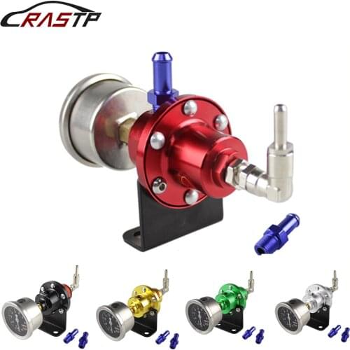 Adjustable Aluminum Fuel Pressure Regulator With Gauge Kit Universal For All Car RS-FRG002