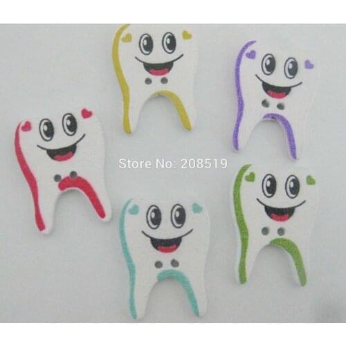 WBNWEK Free shipping Fashion Buttons for child 150pcs 26MM*30MM wood Teeth sewing accessories