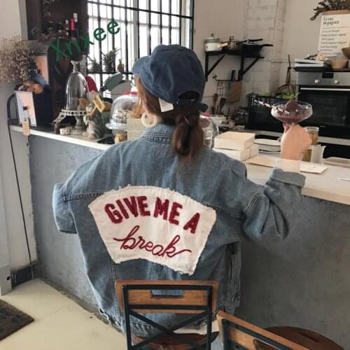 Xnxee 2019 Autumn New Korean Loose Women Coat Letter Embroidery Fashion Jacket