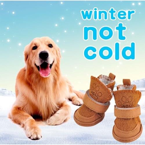 Winter Non-Slip Shoes Dog Teddy Pet Thick Soft Bottom Snow Boots Small Dogs Soft Cotton Boots 4pcs/Set