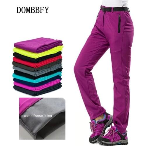 Winter Warm Cargo Stretch Pants Women Casual Fleece Waterproof Soft Shell Skiing Trousers Sweatpants Tactical Thermal Pants 3XL