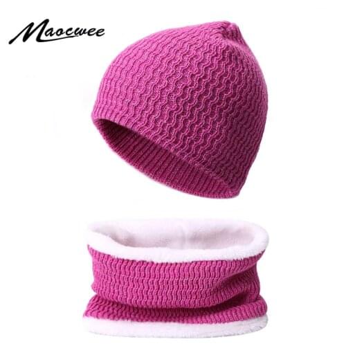Winter Warm Hat Scarf Set For Men Women Fashion Soft Knitted Hat Scarf Set Skullies Beanies Hat With Lining Unisex Crochet Caps